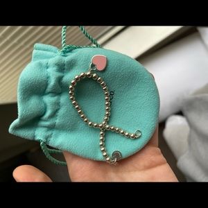 Pink Heart Tag Bead Bracelet